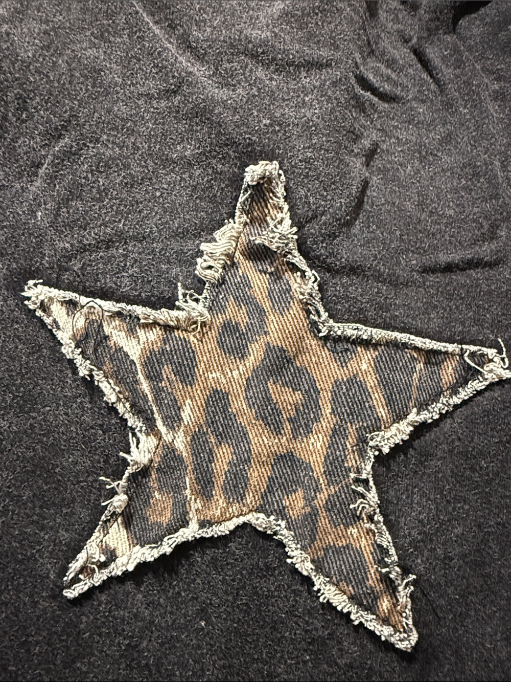 ODDY Black Wide-Leg Pants with Leopard Star Appliqués - Picture 3 of 7
